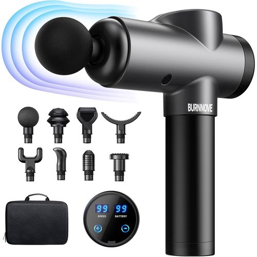 Pistolet De Massage Musculaire Profond Massage Gun Portable Électrique Masseur De Muscle 99 Vitesses Réglables 8 Têtes De Massage 2550 Mah Avec Ecran Led Pour Soulager La Muscle Douleur
