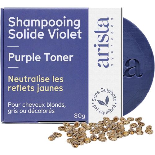 Arista Shampoing Violet Solide | Huile De Ricin & Poudre D'amla | Sans Sulfate | Dejaunisseur Cheveux Blond | Anti Jaunissement | Pour Cheveux Color¿¿S 