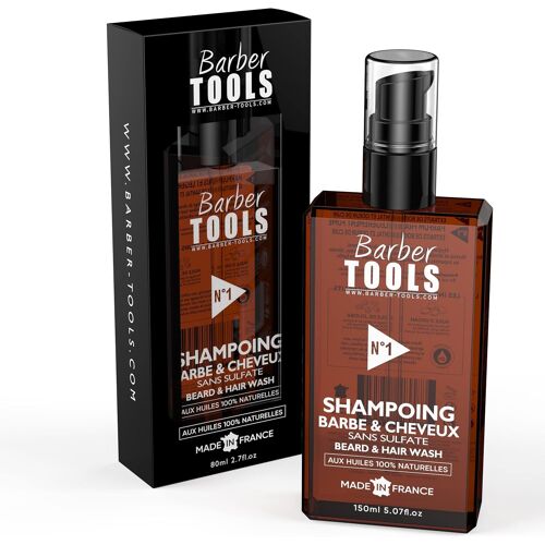 Shampoing ¿¿ Barbe Et Cheveux Sans Sulfate - 150ml ¿¿ Base Huile D'argan Et Huile De Jojoba | Pour L'entretien Et Le Soin De Barbe - Fabrique En France Barber Tools 