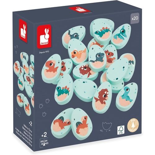 ChenQuanSarl-Jeu De Mémo Dino - 20 Pièces En Bois En Forme D'?ufs Dino - 10 Paires De Bébés Dinosaures - Jeu De Mémoire Enfant - Dès 24 Mois, J05826