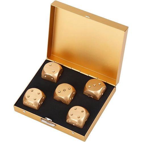 Pie De Yams Pie De Dés Dés À Jouer,5pcs Dés À Jouer Multifaces Points Dice D6 En Bois Alliage D'aluminium Table Jeu Jeux De Poker Dés Set Avec Boîte De Rangement (Square-Golden)