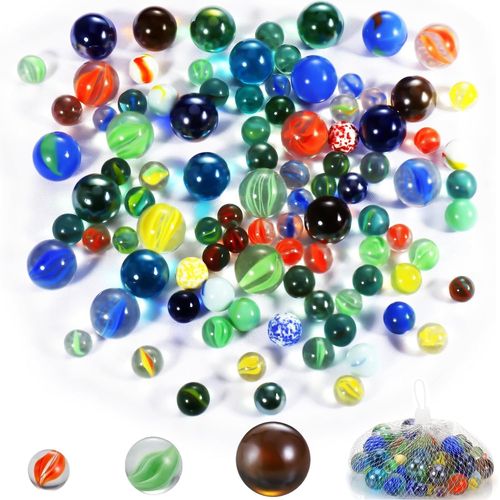 100 Billes En Verre Pour Enfants, Billes Enfant, Billes De Verre, Assortiment Billes En Verre, Billes En Verre Colorées ?il De Chat, Billes Colorées Décoration Jouets En Verre 14/16/25 Mm[Z1044]