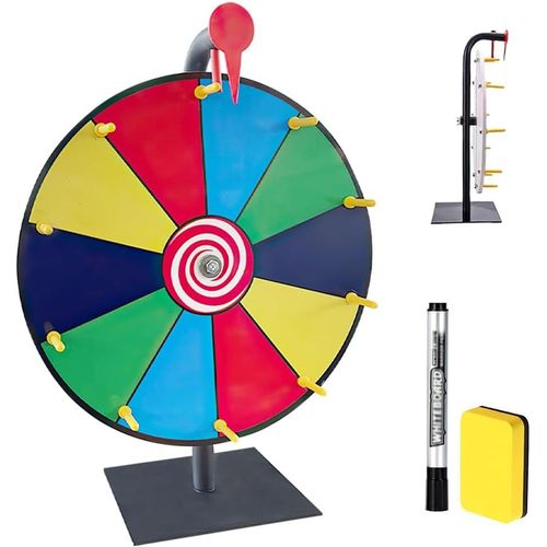 Asfasfq-Hojalis Roue De La Fortune, 30cm Prize Wheel, Roue De Loterie, Roue De Fortune Avec Gomme Et Marqueur, 10 Emplacements Roue De Prix (10 Emplacements)