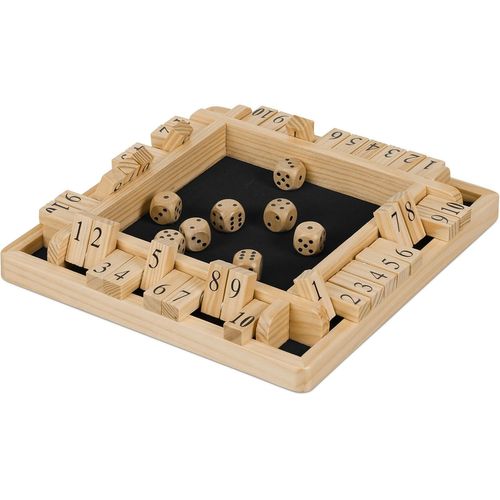 Chenquansarl-Shut The Box, 10 Battants, De 2 À 4 Joueurs, En Bois, Pour Petits Et Grands, Avec Dés, Nature Et Noir