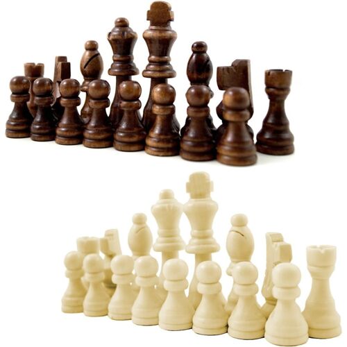Figurines D'échecs En Bois Avec Patins En Feutre Hauteur Royale 79 Mm-Staunton Design Échecs En Bois Avec Patins En Feutre Marron Blanc Taille L King 79 Mm Sauteur Sculpté À La Main