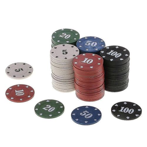 100pcs Rond En Plastique Jetons Casino Poker Jeu De Carte Baccarat Comptage Accessoires Dés Divertissement Jeton 5/10/20/50/100