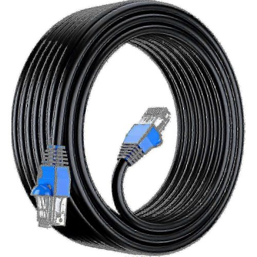 Câble Ethernet Cat6 étanche à l'extérieur 50m UTP CCA 550MHz Noir