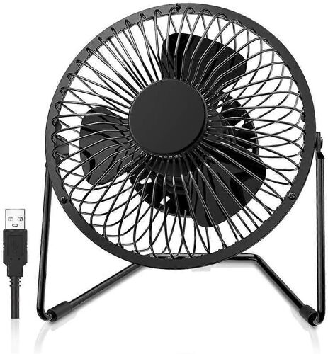 Mini ventilateur portable USB de bureau, rotation à 360 degrés, avec support en métal