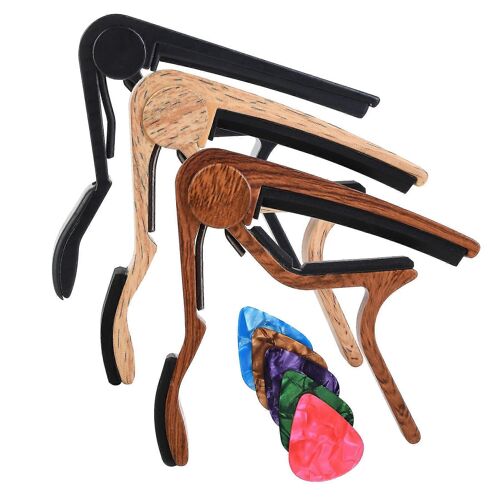 Pack de 3 guitare Capo,Capo de guitare pour guitare acoustique et électrique,ukulélé,basse,banjo avec médiator de guitare