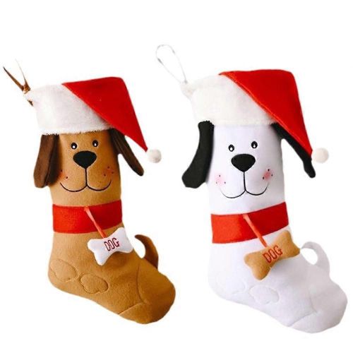 2pcs Bas De Noël Chien Visage Forme Suspendu Chaussettes Pour Animaux De Compagnie