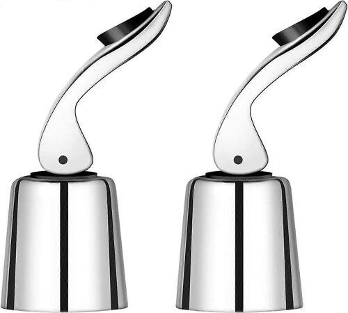 Paquet De 2 Bouchon De Bouteille De Vin,Bouchon De Bouteille De Vin En Acier Inoxydable Scellant De Bouteille De Champagne Sous Vide Réutilisable