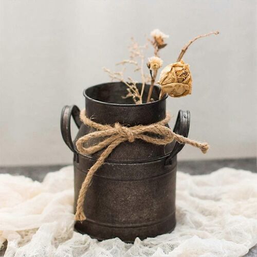Vase À Fleurs Vintage En Fer, Pot À Lait, Vase Décoratif De Style Maison De Campagne, Seau À Fleurs Rustique, Vase Décoratif En Métal, Pot À Cactus