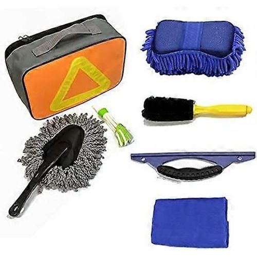 Pack Outils De Nettoyage De Voiture,Brosse À Pneus,Brosse De Purge De Voiture,Éponge De Lavage Chenille,Raclette De Pare-Brise,Plumeau,Débarbouillettes