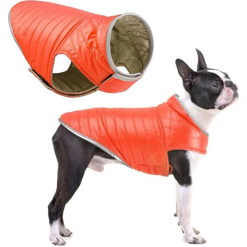 Manteau Réversible Pour Chien Veste Chaude D'hiver Pour Chien Gilet Imperméable Pour Chiot Vêtements Pour Animaux De Compagnie Pour Petits Moyens Grands Chiens Orange-S