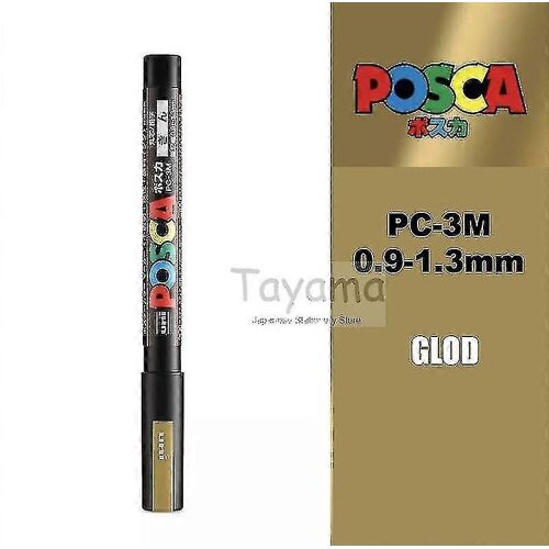 1pcs Uni Posca Pc-3m Peinture Marqueur - Extra Fine Bullet Tip 0.9-1.3mm Art Marker Pens À Base D'eau 24 Couleurs Disponibles - Marqueurs D'art -Or