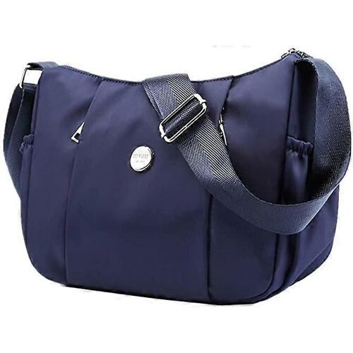 Sac à bandoulière simple en nylon simple pour femmes Sac à bandoulière léger Bleu foncé