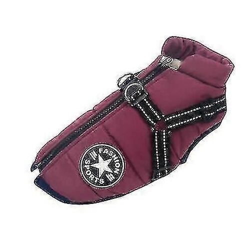 Grand Animal De Compagnie Chien Veste Avec Harnais Hiver Vêtements Chauds Pour Chien Imperméable-S-Violet