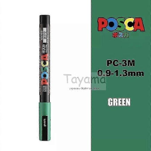 1pcs Uni Posca Pc-3m Peinture Marqueur - Extra Fine Bullet Tip 0.9-1.3mm Art Marker Pens À Base D'eau 24 Couleurs Disponibles - Marqueurs D'art -Vert
