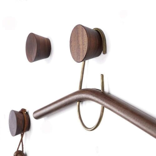 Lot de 3 crochets muraux en bois porte-chapeau,crochets en bois fixés au mur,crochets décoratifs cintre à chapeau simple