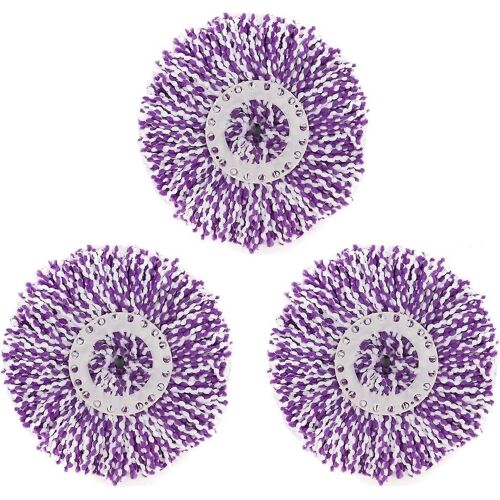 3 Remplacement Vadrouille Micro Tête Recharge Pour 360 Spin Magic Mop-Microfibre Remplacement Vadrouille Tête-Forme Ronde Taille Standard Blanc-Paquet de 3