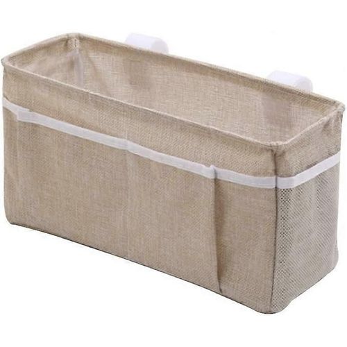 Sac De Rangement De Chevet,Table De Chevet Suspendue,Panier De Chevet Suspendu,Pour Lit Superposé,Télécommande Tv (Beige)