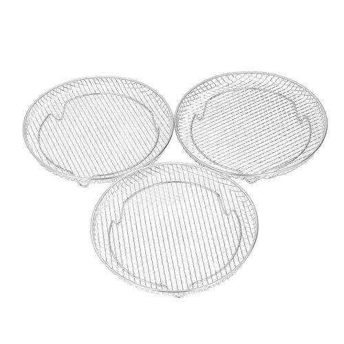 3PCS Ensemble de grilles de friteuse en acier inoxydable rond empilable Grille de déshydrateur multicouche pour Cosori pour friteuses Cozyna 4,8 à 6,6 L