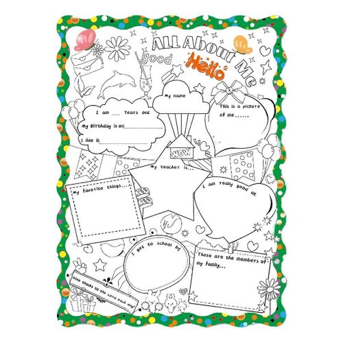 1 Pcs Tout Sur Moi Coloriage Affiche Enduite Salle De Classe Maison Fournitures Éducativesvert Foncé)