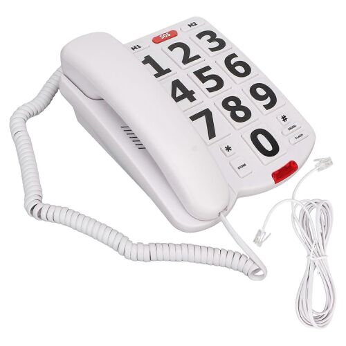Téléphone à gros boutons Simple Classique Volume Réglable Téléphones Fixes Maison Pour Seniors Blanc