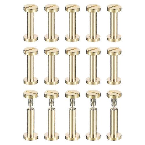 30pack De Vis Chicago En Laiton, 15x8mm Tête Plate Vis Arrière Reliure Poteau Clou Goujon Rivets Fixation Pour