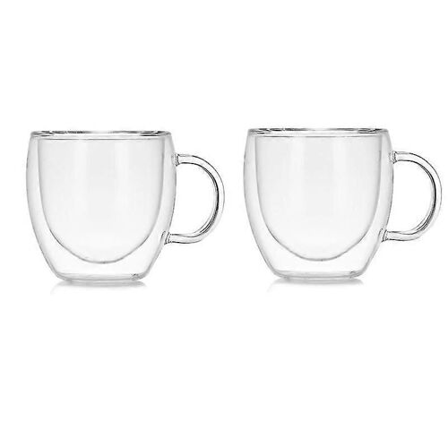2pcs High Borosilicate Transparent Tasse À Eau 250ml Tasse Tasse À Café Avec Poignée Résistant À La Chaleur Double