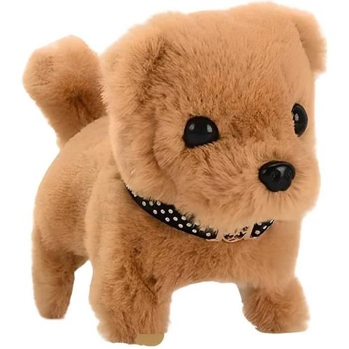 petite peluche chien beige mignon realiste interactif marche bouge Robot Queue Remuant electrique Jouet Animal Poupée pour enfant
