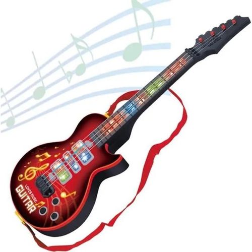Jouet de guitare classique pour guitare électrique pour enfants à 4 cordes - ZGEER - Rouge - 3 ans et plus