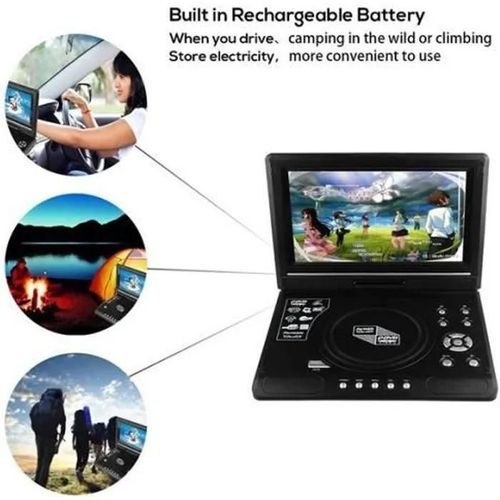 Lecteur DVD Portable - Akozon - 9 pouces - Écran LCD Rotatif 270° - FM Radio - Console de jeu intégrée