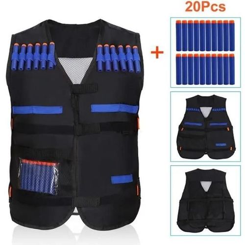 Gilet - Vgeby - Nerf Pistolet Elite Série - Noir - Haute Qualité - Enfant Mixte