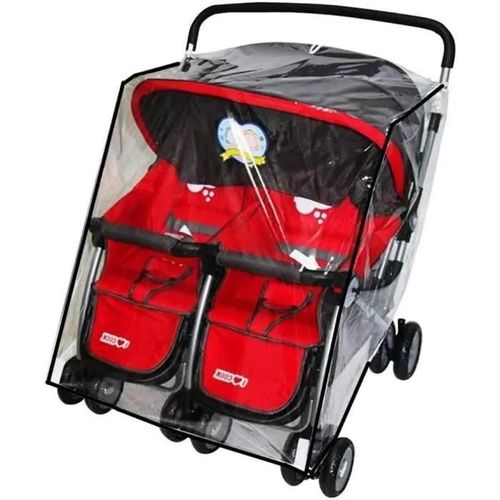 Habillage Pluie Poussette Double Housse De Pluie Poussette Côté À Côté Protège Pluie Vent Neige Poussette Universel Couverture