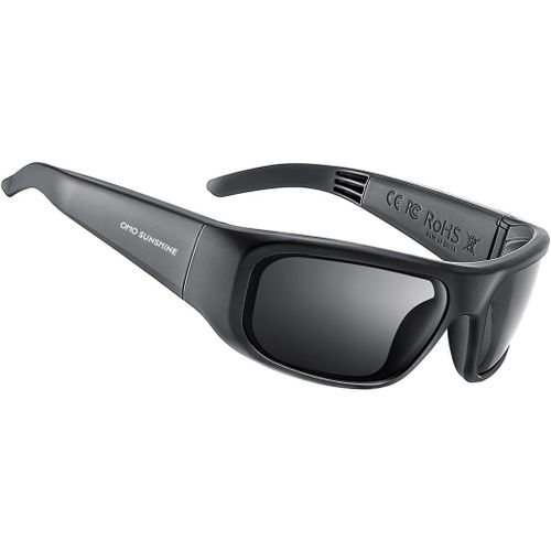 Oho Lunettes Intelligentes, Lunettes De Soleil Polarisées Avec Haut-Parleur Bluetooth, Protection Uv Athlétique/Extérieure Et Contrôle Vocal, Unisexe, Noir-Noir., Taille Unique[Z610]