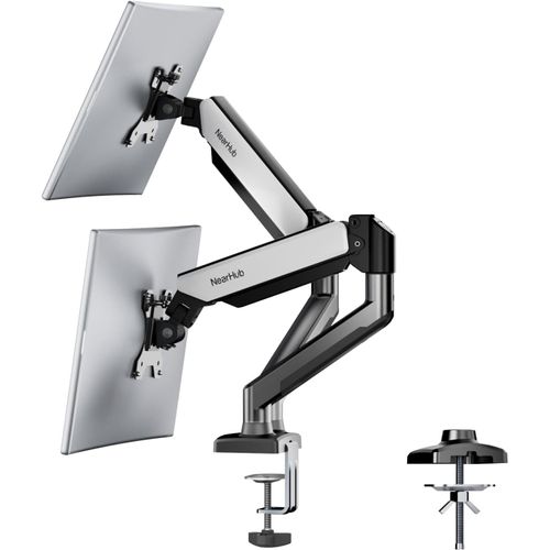 ChenQuanSarl-Support Écran Pc 2 Écran Pour 13 À 32 Pouces, Réglable En Hauteur Bras Double Avec Incline, Pivote Et Tourne, Vesa 75 Et 100Mm, Ressort À Gaz, Capacité De Charge 2-9Kg