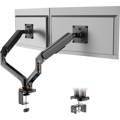 Bras Double Écran PC - Support 2 Moniteurs de 13 à 32 Pouces, Bras à Gaz Réglable en Hauteur, Inclinaison, Rotation de 360°