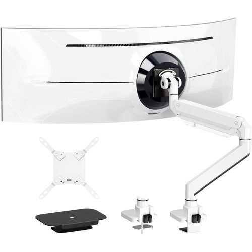 Support de Bureau pour écran Plat et incurvé de 17"" à 57"", pour téléviseur et Moniteur jusqu'à 27 kg, en Aluminium de qualité supérieure, avec Ressort à gaz, VESA Max jusqu'à 200x200