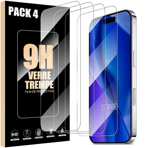 Verre Trempé pour iPhone 17 Pro - Installation Facile Anti-Rayures 9H Résistant Transparent Pack de 4 - EFConnection