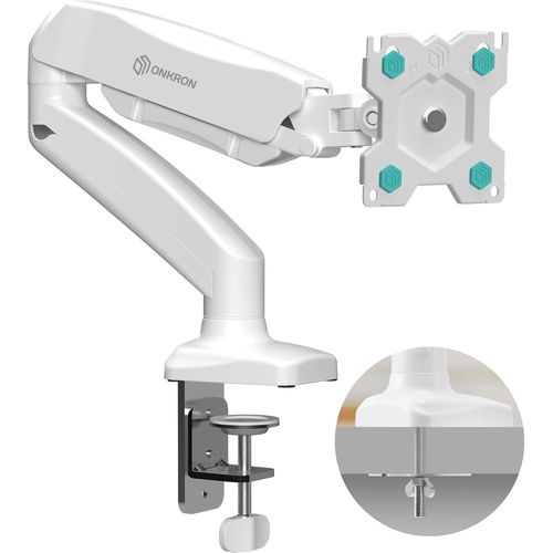 Bras Articulé Écran PC de 13-32 Pouces Poids de 8 kg, Support Ecran PC Bureau Ressort à Gaz avec VESA 75x75 - VESA 100x100 mm - Pied Ecran Plein Mouvement Blanc, G80-W