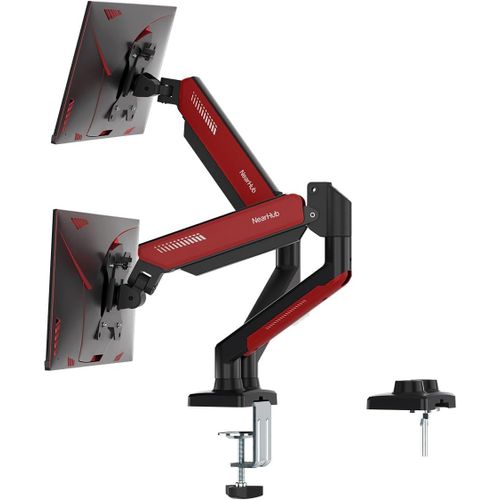 Bras de Support pour Moniteur 1 pour écrans de 13 à 32 Pouces pesant jusqu'à 10kg, Base à Pince/?illet, Câblage intégré, Rotation à 360°, Inclinaison de +90° à -45°, pivotement à 180°,VESA 75&100mm