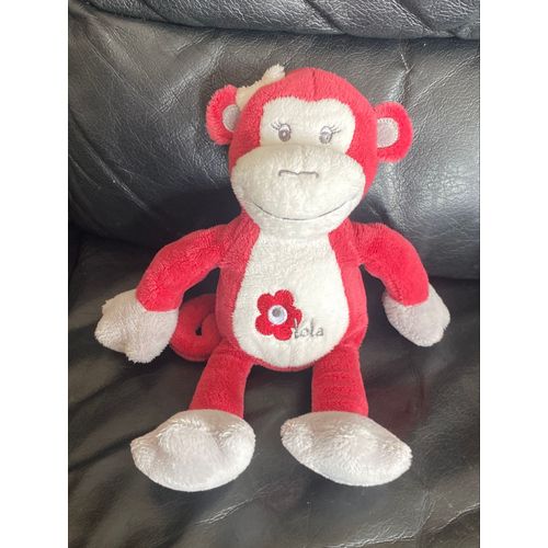 SINGE ARTHUR ET LOLA DOUDOU BEBISOL ROSE FUSHIA 27CM