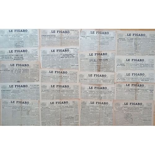 Gros Lot 20 Vieux Journaux Authentiques Et Complets Année 1944 - Le Figaro (Georges Duhamel, François Mauriac, Jean Schlumberger...)