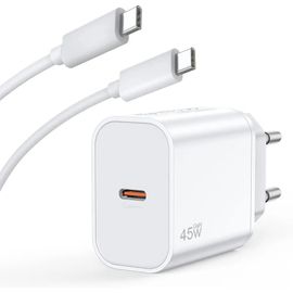 Chargeur Rapide 45W + Câble USB-C 1M pour Samsung Galaxy A16 A26 A36 A56 A17 - Blanc - EFConnection