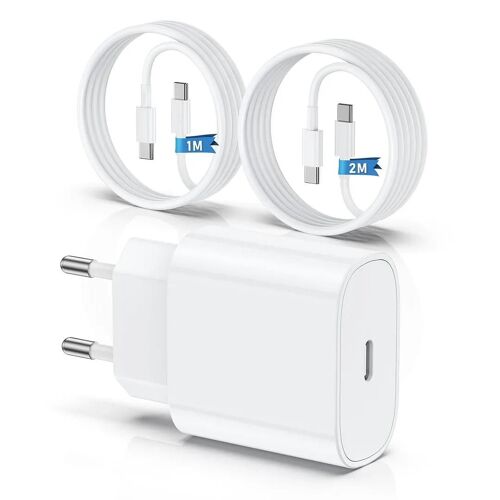 Chargeur Rapide 25W + Câble USB-C 1M/2M pour iPhone 17 Pro / iPhone 17 Air - Blanc - EFConnection
