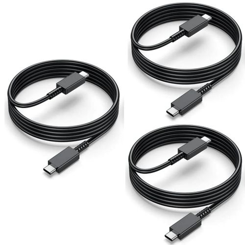 Lot-3 Câble USB-C vers USB-C 1M pour Samsung Galaxy S25/S25+/S25 Ultra/S25 Edge/S25 FE - Noir - EFConnection