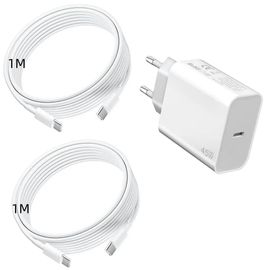 Chargeur Rapide 45W + 2 Câbles USB-C 1M pour Samsung Galaxy S25 FE S25 Ultra S25 Plus - Blanc - EFConnection