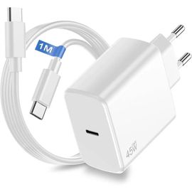 Chargeur Rapide 45W + Câble USB-C 1M pour Samsung Galaxy S25/S25+/S25 Ultra/S25 Edge/S25 FE - Blanc - EFConnection