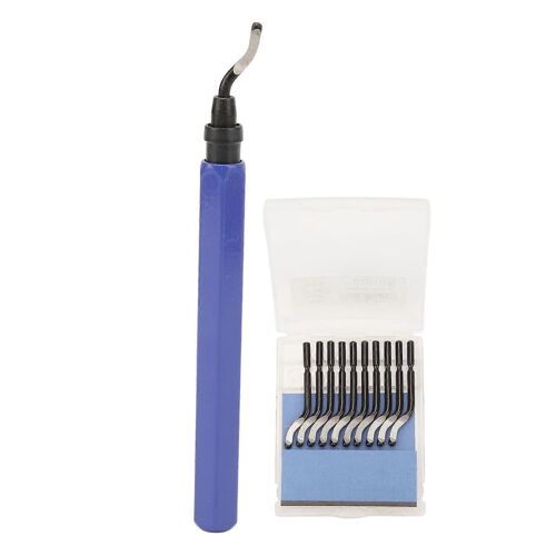 Outil d¿ébavurage avec 10 lames Dissolvant de bavures de bord pour tuyaux en cuivre PVC Impression 3D Résine Art Travail du métal RB1100